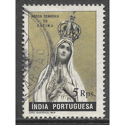 PORTUGAL PORTUGUESE INDIA 1949 5RUPIA OUR LADY FATIMA RELIGION USED