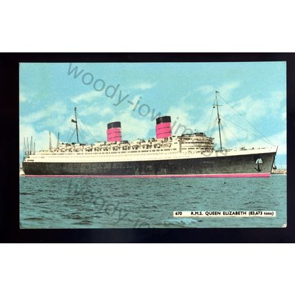 LS2651 - Cunard Liner - Queen Elizabeth - built 1940 - postcard