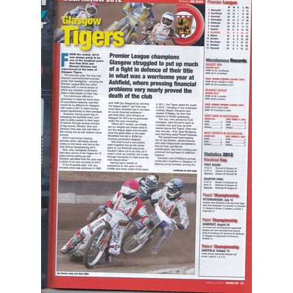 Speedway Star magazine : February 23, 2013. Glasgow & Workington track reviews