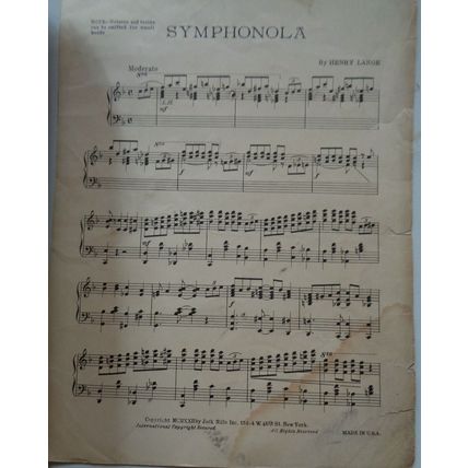 Symphonola : novelty piano solo, by Henry Lange. 1922