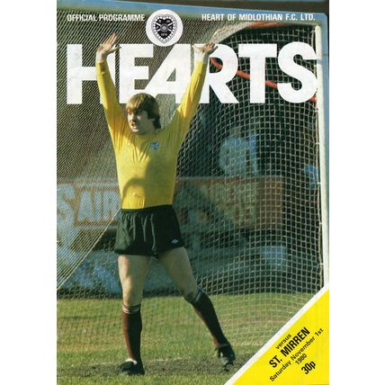 Hearts v St. Mirren (Premier League) Saturday 1 November 1980