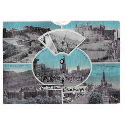 Edinburgh, Scotland, Novelty Mechanical Multiview Postcard.