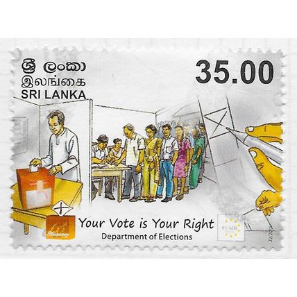 SRI LANKA 2015 RIGHT TO VOTE BALLOT PAPER BOX ELECTION DEPARTMENT 35R USED
