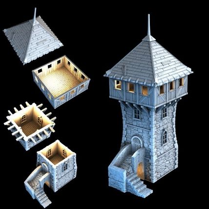 Defense Tower- Medieval castle tower /town house DnD /Tabletop RPG/roleplay