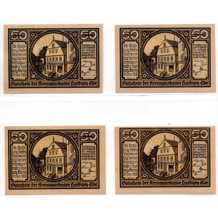 1921 Germany Harburg Notgeld Set of 4 Notes (1526)