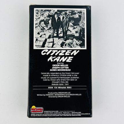 Citizen Kane VHS Video Tape Orson Welles, Joseph Cotten, Dorothy Comingore