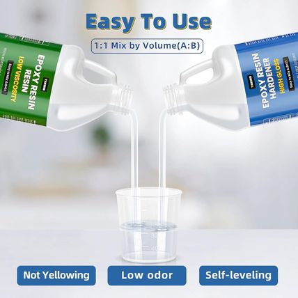 TAKIMO 1 Gallon Crystal Clear Resin Kit,No Bubble & Not Yellowing Epoxy Resin fo