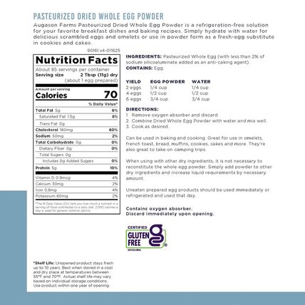 Augason Farms Pasteurized Dried Whole Egg Powder Can, Real Eggs, Emergency Food