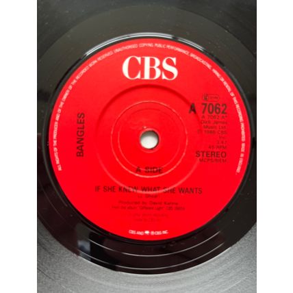 THE BANGLES - IF SHE KNEW WHAT SHE WANTS (UK 7" VINYL, 1986)