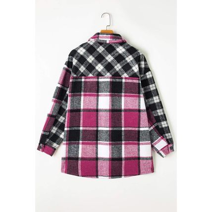 Black Plaid Colorblock Loose Shacket