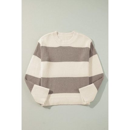 Simply Taupe Colorblock Loose Pullover Sweater