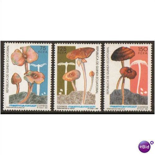 REPUBLICA DE GUINEA EQUATORIAL 1992 FUNGI SET OF 3 MINT NEVER HINGED MNH