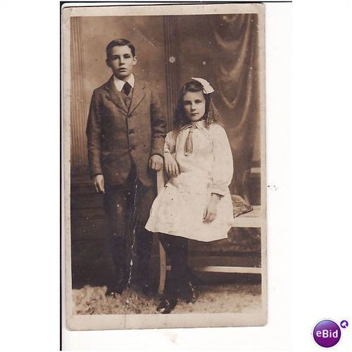 old RP postcard - boy & girl (Mathew?)