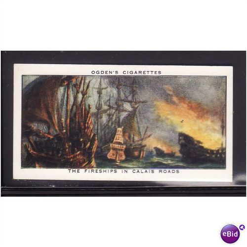 Ogden's Cards 1939 Sea Adventure No 5 The Fireships in Calais Roads Fine Mint