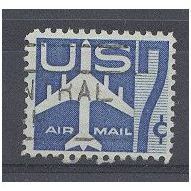 A1111 7c Silhouette of Jet Airliner (Blue).Fine Used.b