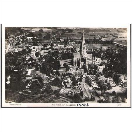 Salisbury, Wiltshire - air view - early Aerofilms RP postcard c.1930s