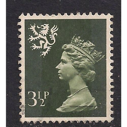 Great Britain Scotland QEII 1974 3½p Olive Grey 2PB Used SG S17 Sc SMH3 stamp
