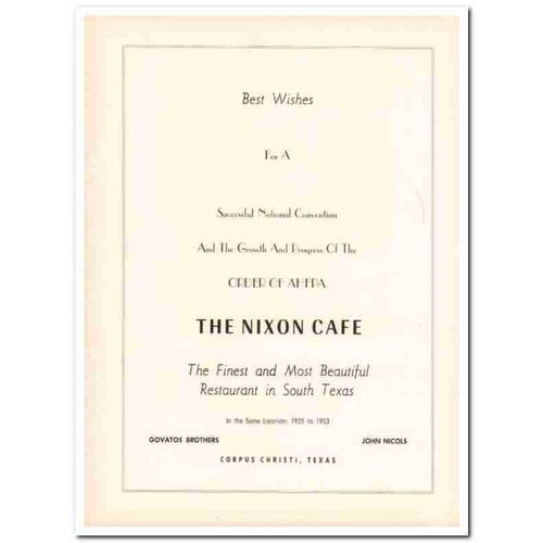 nixon cafe 1953 gavatos brothers corpus christi texas ahepa vintage ad