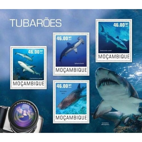MOZAMBIQUE 2014 SHEET MNH SHARKS TIBURONES REQUINS HAIEN TUBAROES SQUALI 5