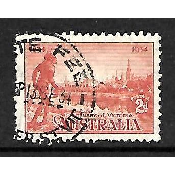 AUSTRALIA 1934 MELBOURNE 2d ORANGE VERMILION SG 147 USED