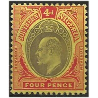 Southern Nigeria 1912 SG50 4d Black & Red/Yellow Mounted Mint . .. .