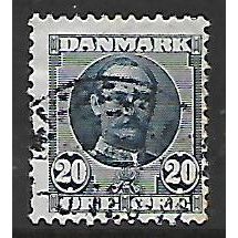 DENMARK 1907 KING FREDERIK VIII 20 ORE BLUE SG 124 FINE USED