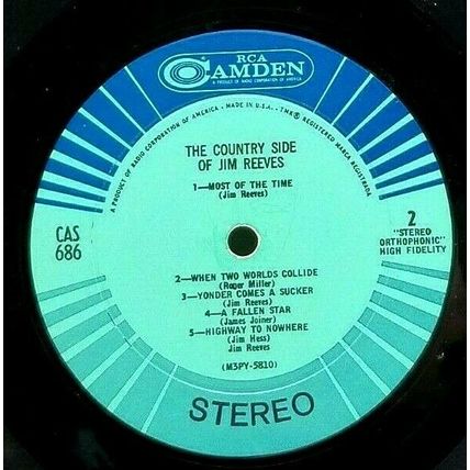 1962 Country Side of Jim Reeves LP Record Album Vinyl Vintage (P1)