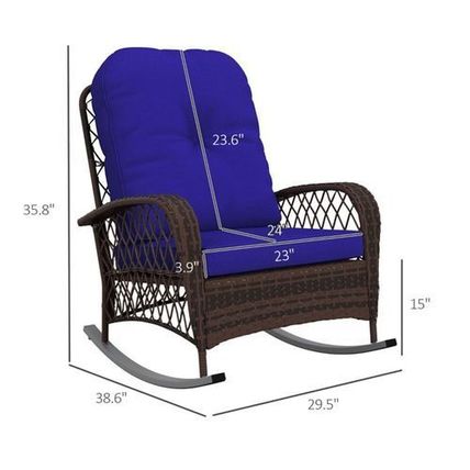 Outdoor PE Rattan Rocking Chair – Thick Padded Cushions, Powder-Coated Steel
