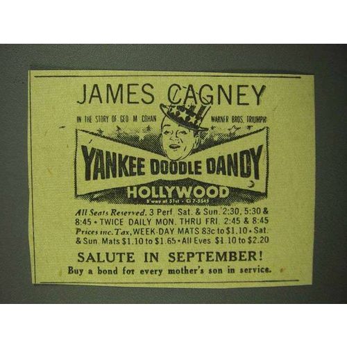 1942 Yankee Doodle Dandy Movie Ad - James Cagney