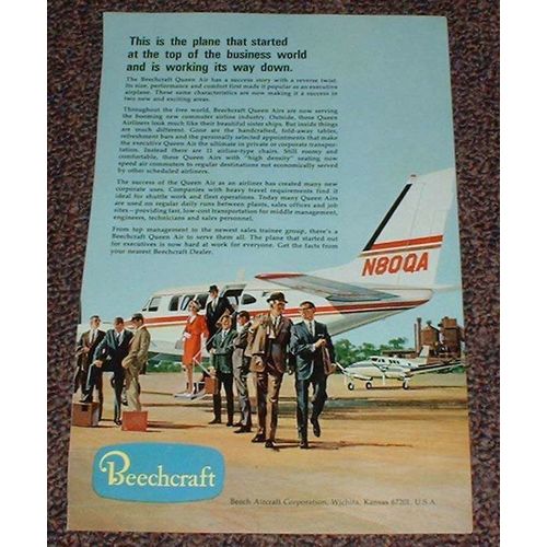 1967 Beechcraft Queen Air Airplane Ad, NICE!