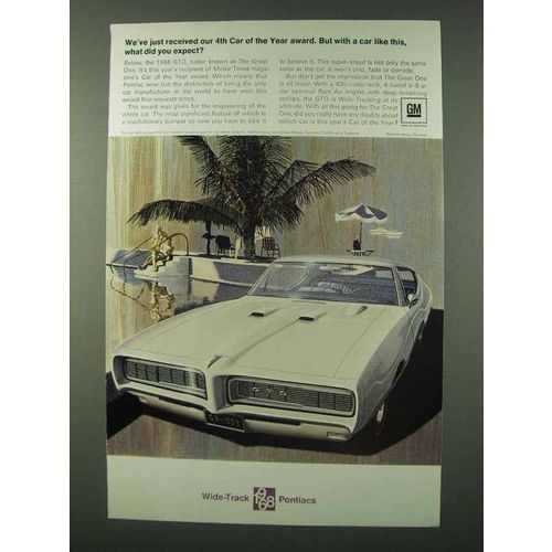 1968 Pontiac GTO Ad - Received 4th Car of Year Award