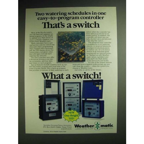 1985 Weather-matic Mark Series Irrigation Controllers Ad - Two watering