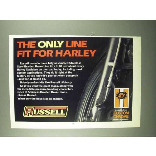 1987 Custom Chrome Russell Braided Brake Line Kits Ad