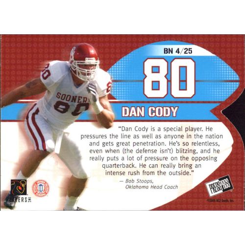 2005 Press Pass Big Numbers Dan Cody #BN 4/25