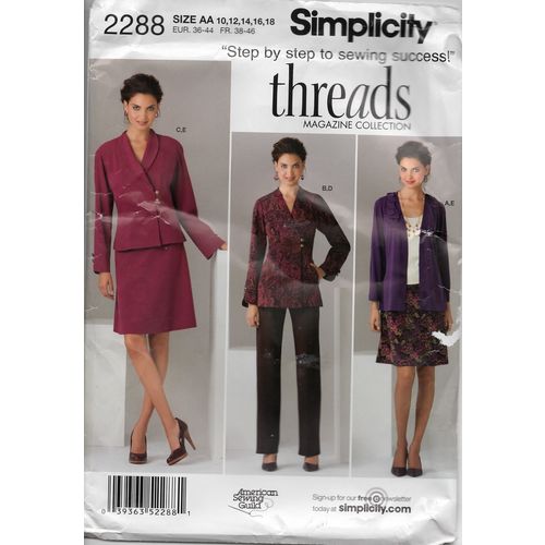 Simplicity Sewing Pattern 2288 Misses/Woman's Jacket 2 lengths pants skirt uncut