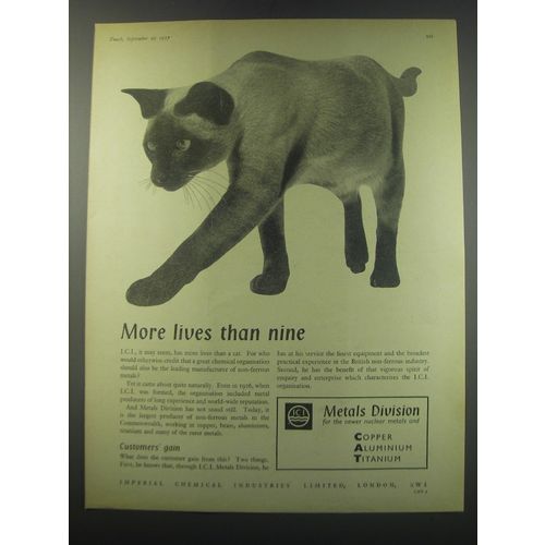 1957 ICI Imperial Chemical Industries Ad - More lives than nine