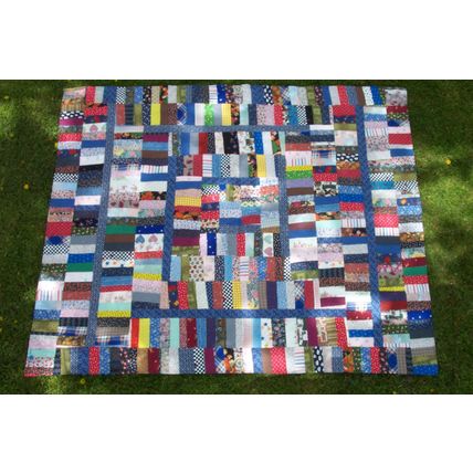 Flip n Fold Scrap Patchwork Quilt 988B Blue 62x76 Handmade Quiltpolice