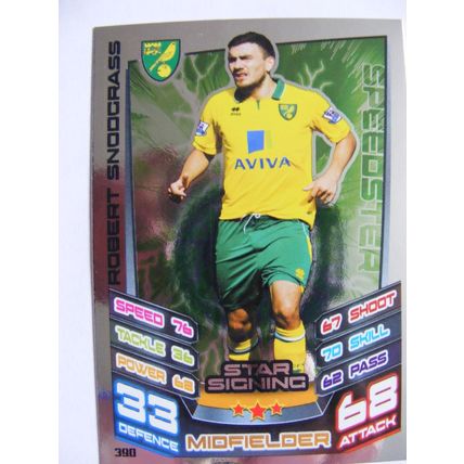 Match Attax 2012/2013 390 Robert Snodgrass Norwich City Star Signing