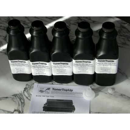 Five Bottles of Compatible Toner Refill for Brother HL-7050 TN-5500 TN-700