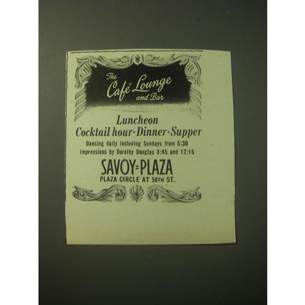 1948 Savoy Plaza Caf Lounge and Bar Ad
