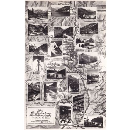 Grossglockner Hochalpenstrabe Map Austria Old RPC Postcard