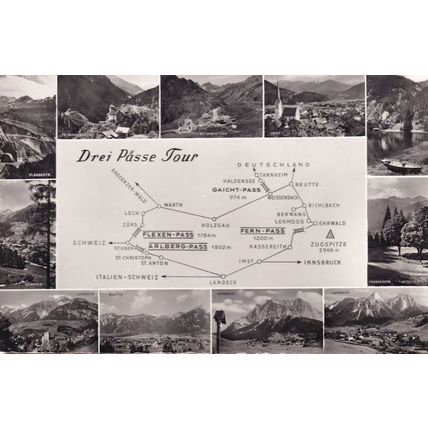 Drei Passe Tour KTV Chizzali Austria Map Old Real Photo Postcard
