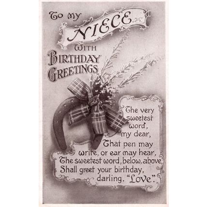 To My Niece WW1 191 Scottish Bow Happy Birthday Greetings Postcard