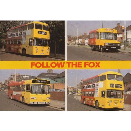 Follow The Midland Fox Bus Tram Publicity Postcard