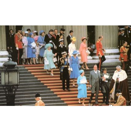 Queen Elizabeth Procession Leaves St Pauls Royal Wedding Postcard
