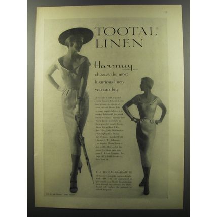 1953 Tootal Linen Harmay Dress by Geoffrey Beene Advertisement