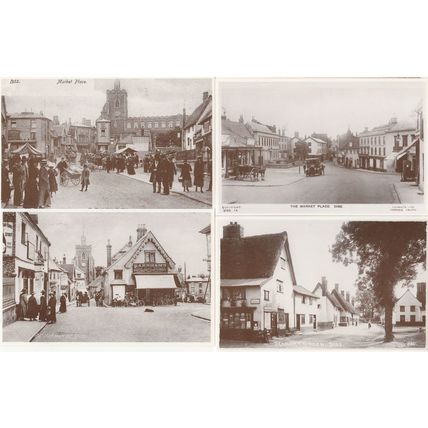 Diss Norfolk Market Place 4x Postcard s