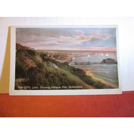THE VICTORIA PIER, FOLKESTONE, KENT.. unused antique postcard by Boots =