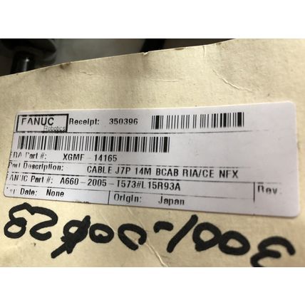 FANUC xgmf-14165,A660-2005-T573 #L15R93A,J7P 14M BCAB RIA CABLE,YZ-6524187C,Ez
