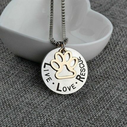 Miss Zoe Lettering LIVE LOVE RESCUE Hollow Gold Paw Claw Pendant Necklace